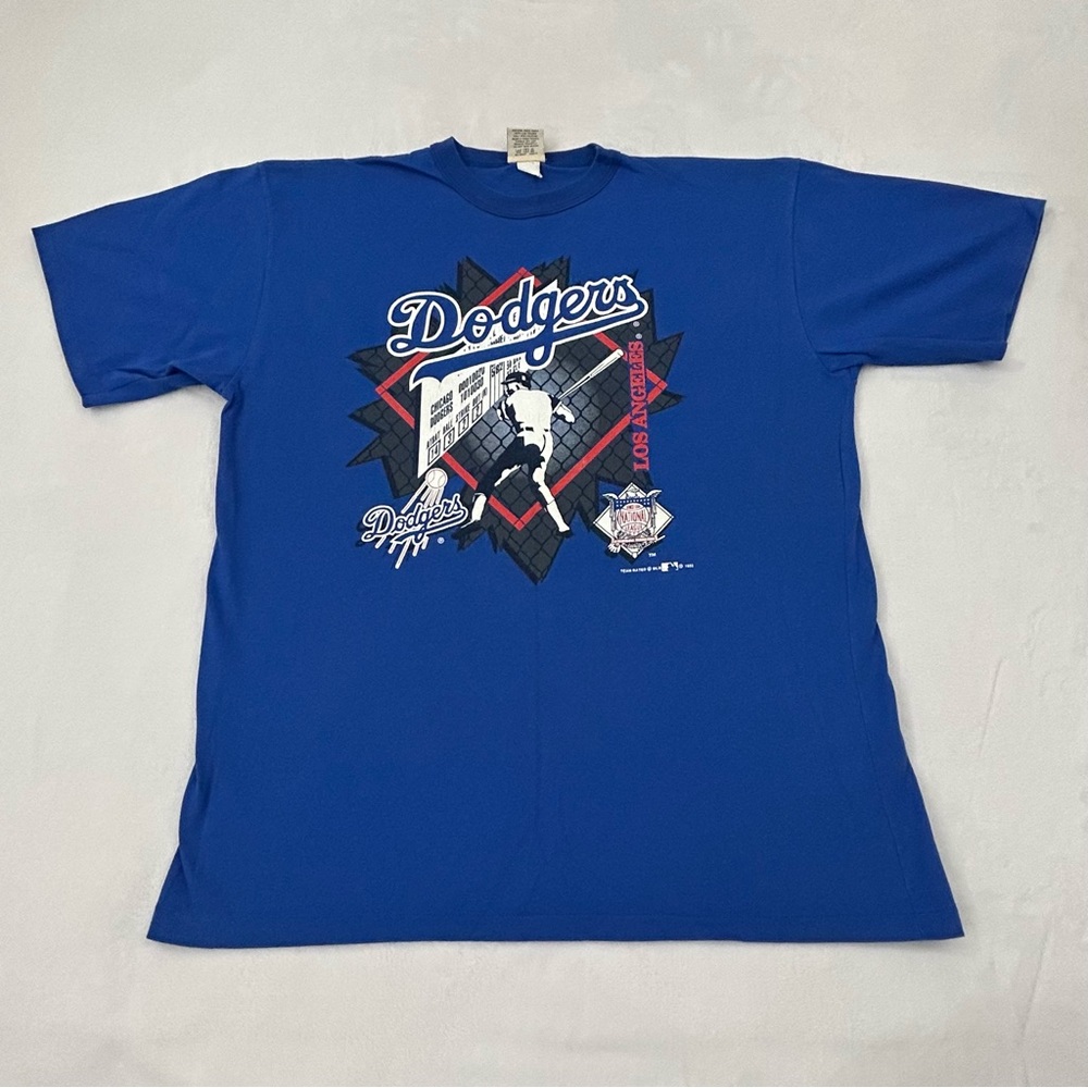 Vintage 1993 Team Rated Los Angeles LA Dodgers Blue Single Stitch Shirt Men’s XL